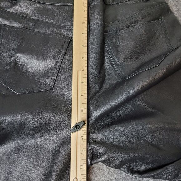 Vtg 90's Metrostyle Women's Size 12 Black Leather Motorcycle Boot Cut Pant Lined - Picture 9 of 15